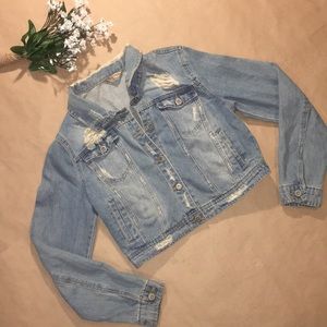 XL distressed cropped Jean Jacket